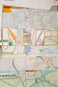 "Across the Floor 1" 190x140cm, Ölkreide auf Papier, 2020