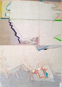 "Across the Floor 3" 190x140cm, Ölkreide auf Papier, 2020